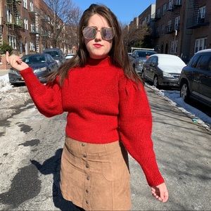 Forever 21 Bright Red Mock-Turtleneck Sweater